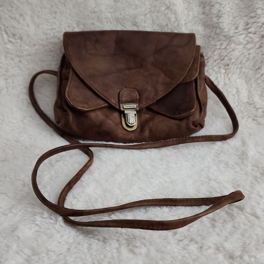 Wilsons Leather Vintage Brown Leather Micro Crossbody Bag